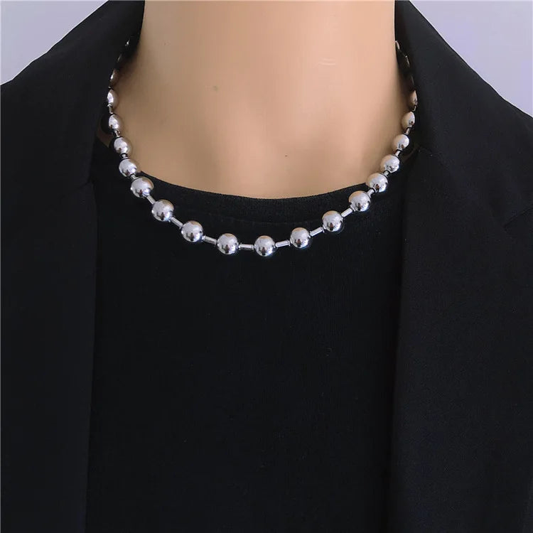 Chunky 6/8/10mm Ball Chain Necklace for Men Boys Free Logo Lasering Oversized Stainless Steel Ball Bead Chain Necklace