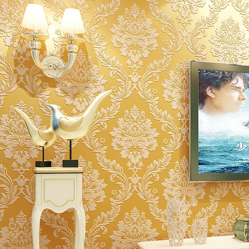 Europe Damask 3D Non Woven Wallpaper Home Decor Florals Wall Paper Rolls