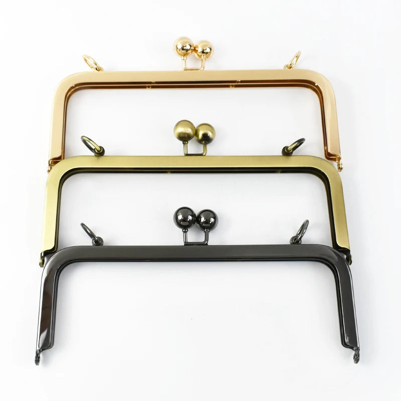 Meetee BS571 20.5cm Metal Square Gold Color Cross Large Bead Head Purse Frame Handbag Handles DIY Hardware Accessories