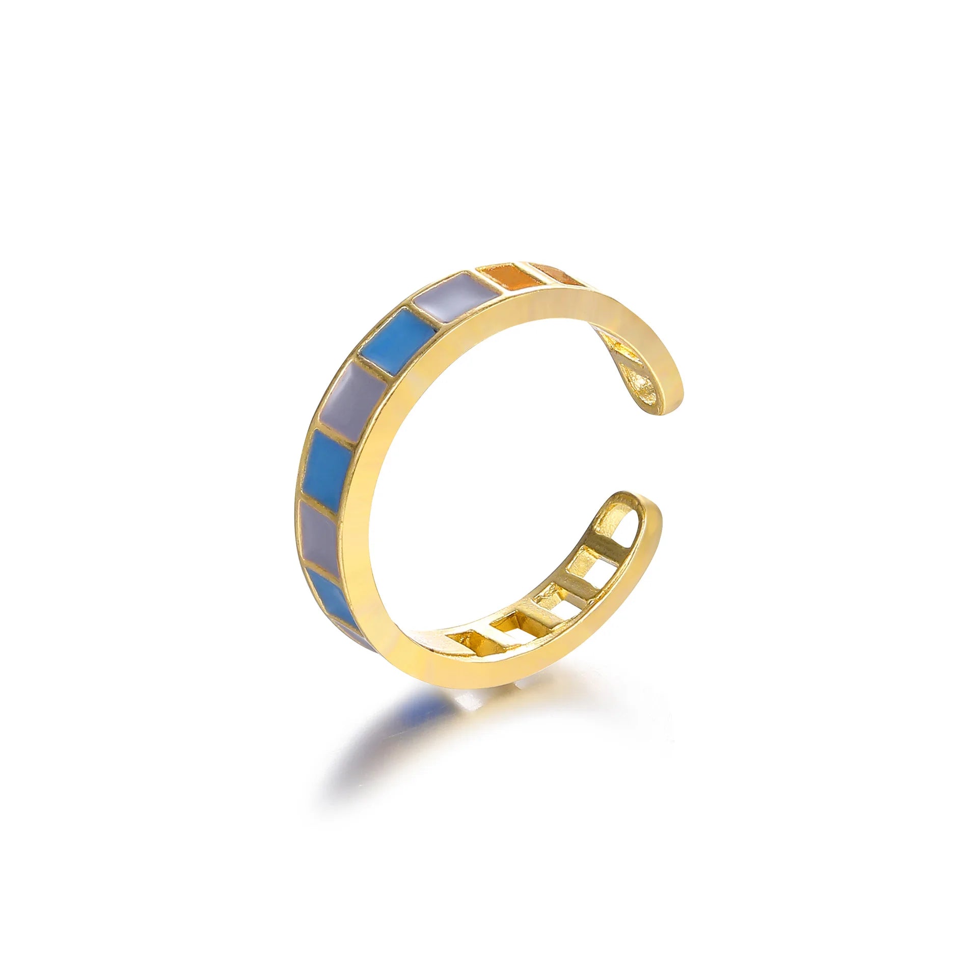 2025 Fashionable Luxury Jewelry Gold Plated Rings Trendy Emeralds Adjustable Rings Alloy Enamel Rings for Women or Men
