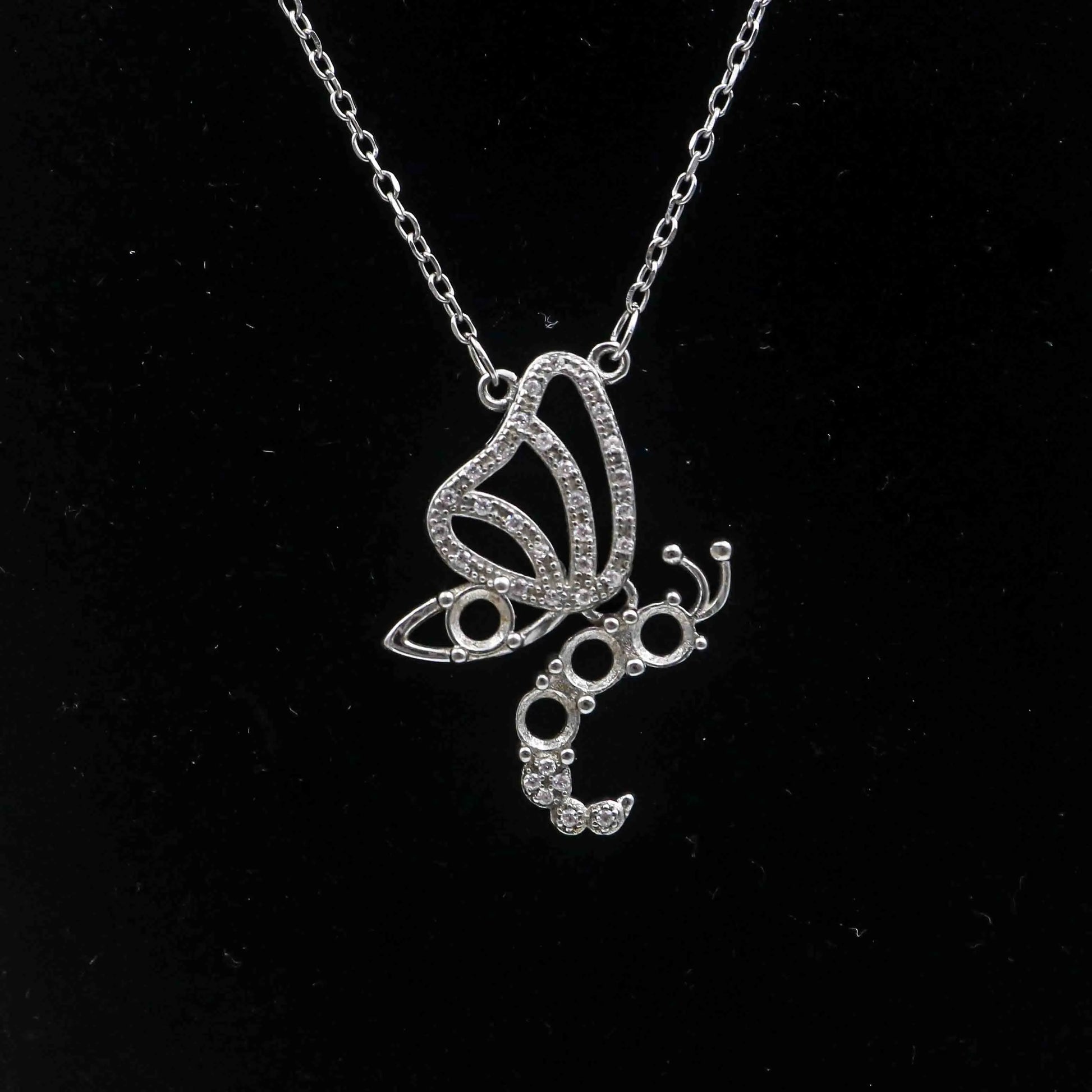 Sterling Silver 4*4mm Semi Mount Necklace Empty Support Blank Claw Setting S925 Base Holder Without Center Stone for DIY Inla