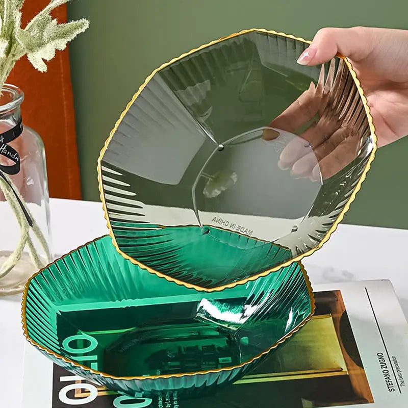 Wholesale PET Plastic Fruit Tray and Vegetable Storage Tray Plant Pattern Desktop Storage Box for Melon Seeds Snacks & Plates