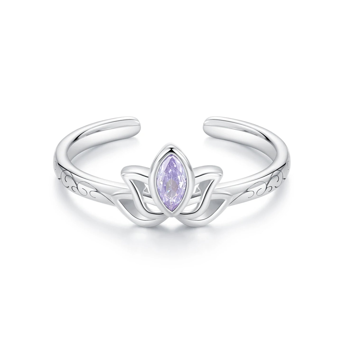 925 Sterling Silver Open Lotus Ring with Zircon Fine Jewelry for Women Engagement Proposal Parties Chinese Style SCE1020
