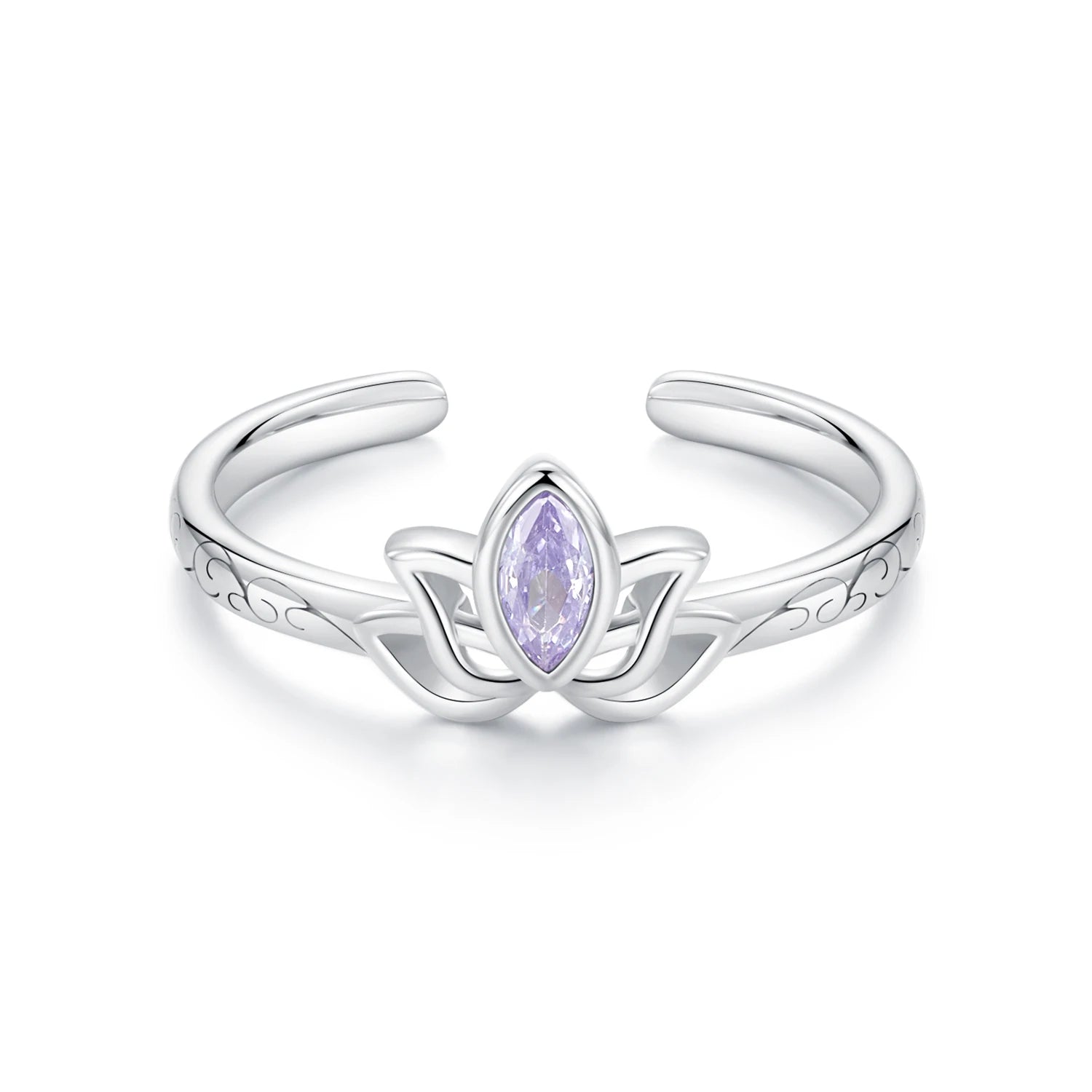 925 Sterling Silver Open Lotus Ring with Zircon Fine Jewelry for Women Engagement Proposal Parties Chinese Style SCE1020