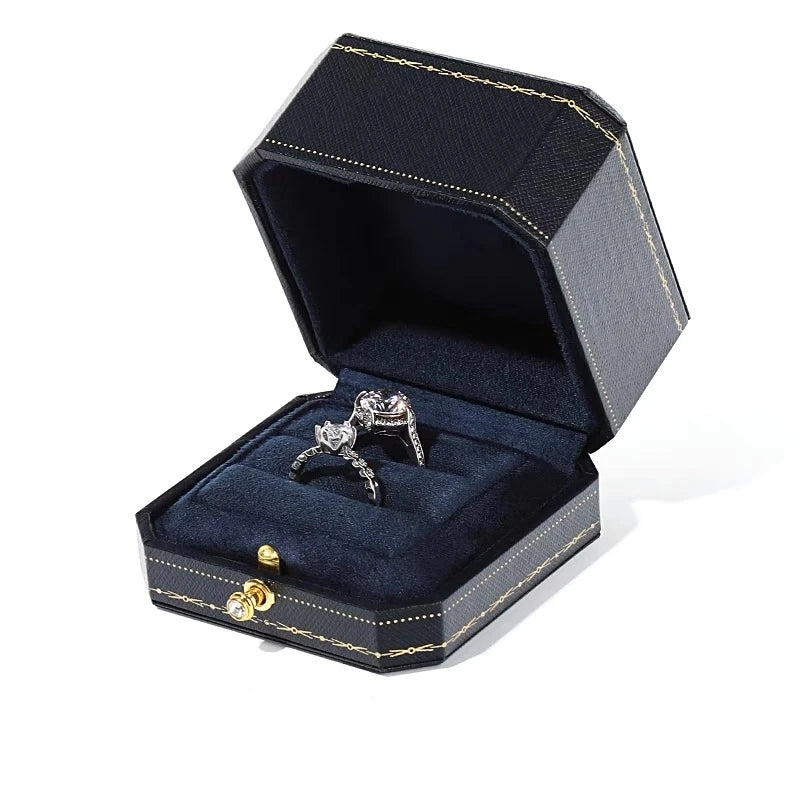 Customized Double Ring Boxes Leatherette Jewelry Boxes for Earrings Necklaces Bracelets New Design