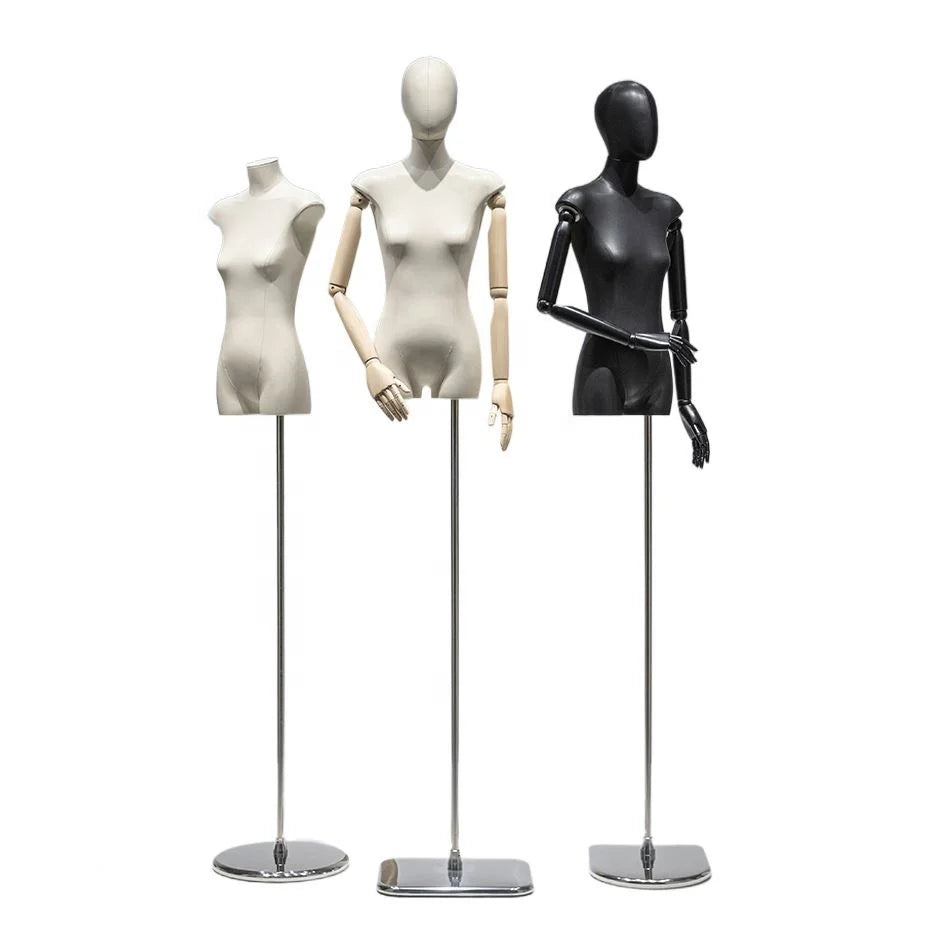 Wholesale Custom Color Black Dress Form Mannequin Women Half Display Clothing White PU Leather Half Body Mannequin Female