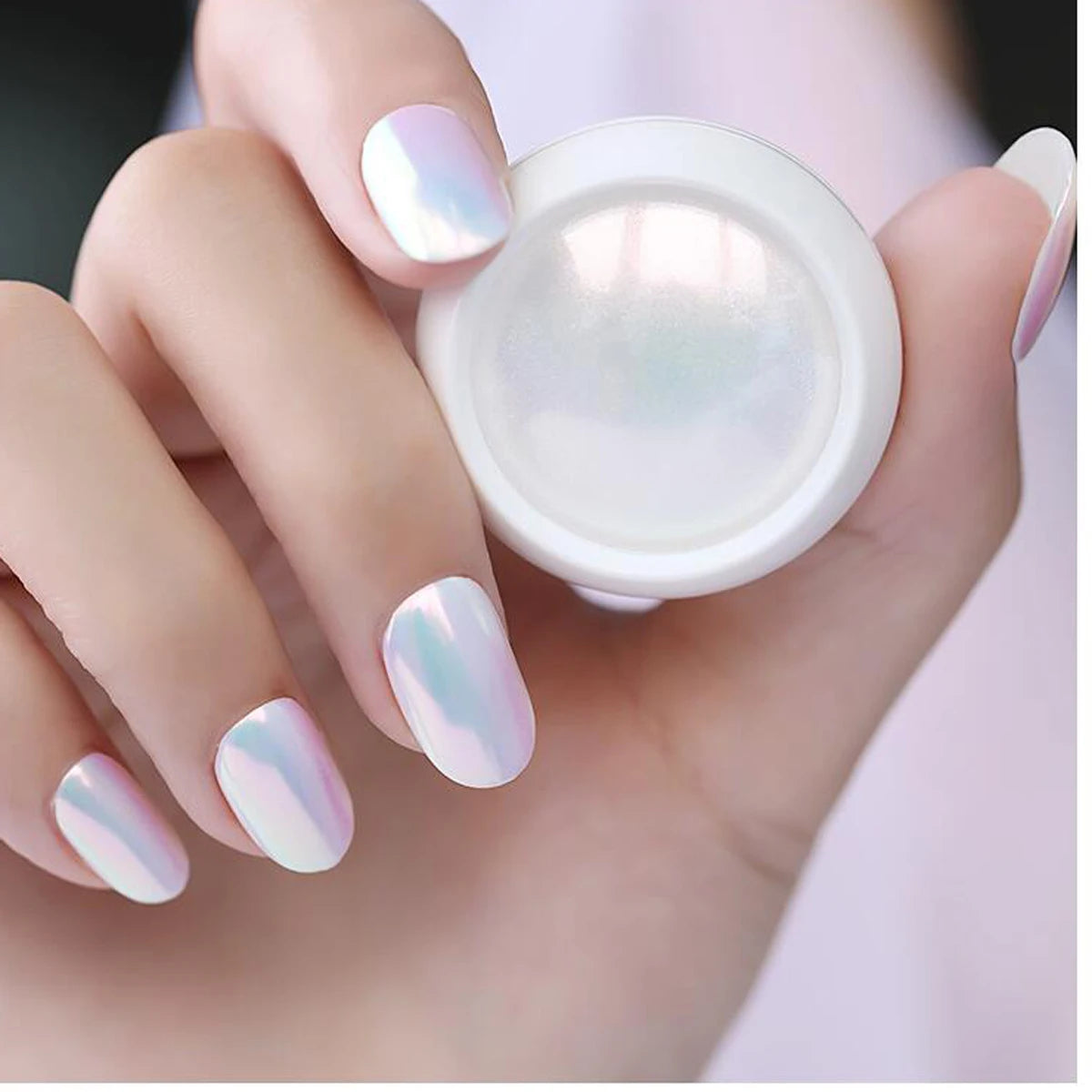 1 Box Aurora Nail Powder White Chrome Pigment Pearl Rubbing Dust Mirror Effect Nail Art Glitter Manicure Nail Accessories
