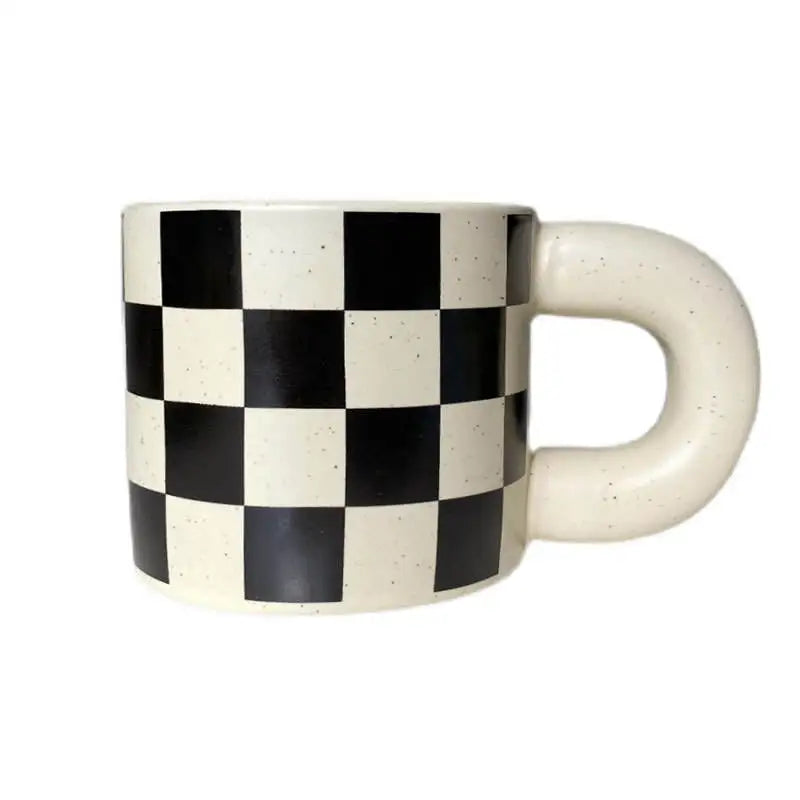 European Style Handgrip Ceramic Cup Simple Design Classic Coffee Mug with Fatty Splash Ink Stainless Steel Drinkware for Coup