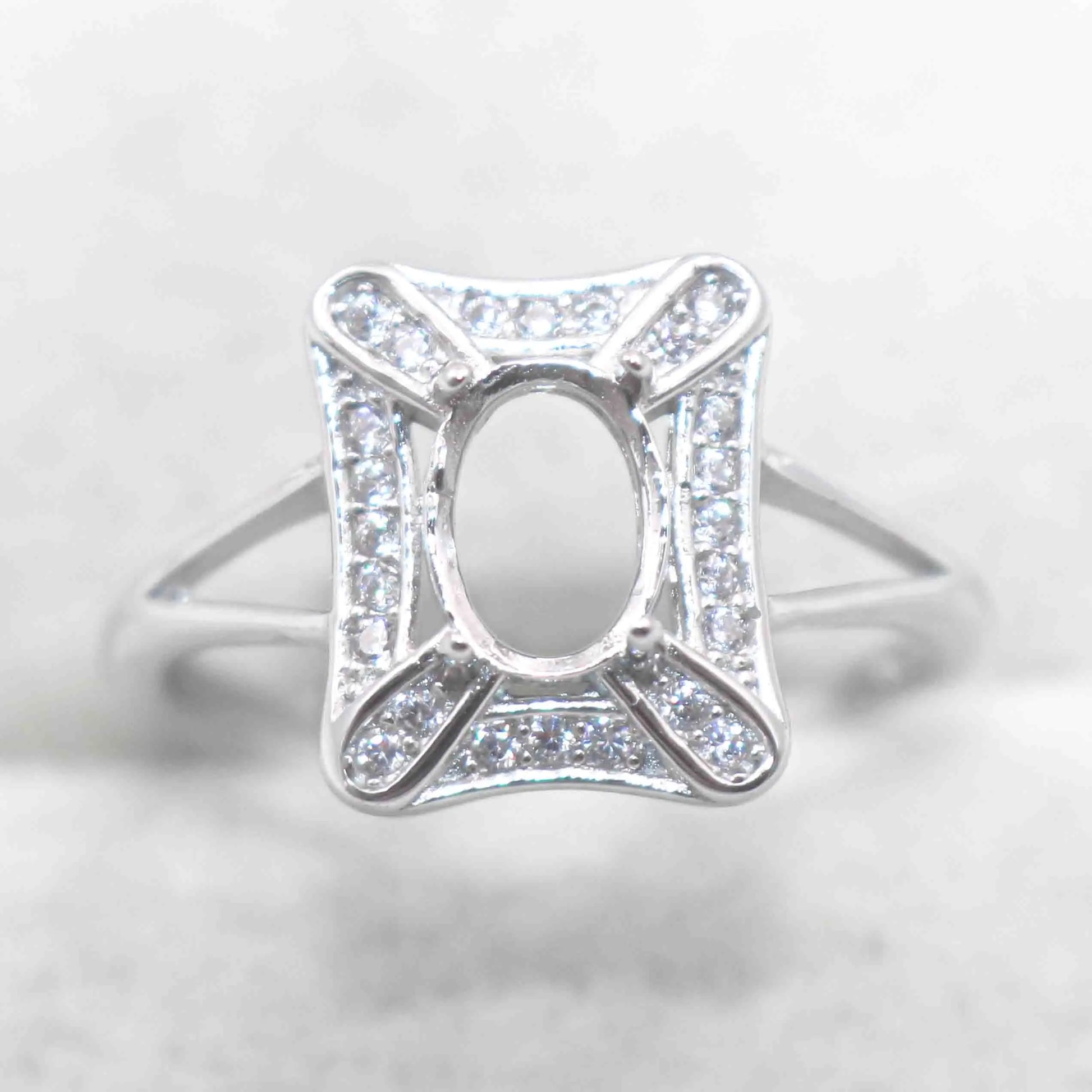 Sterling Silver 5*7mm Semi Mount Ring Empty Frame Blank Support Claw Setting S925 Base Holder Without Center Stone for DIY In