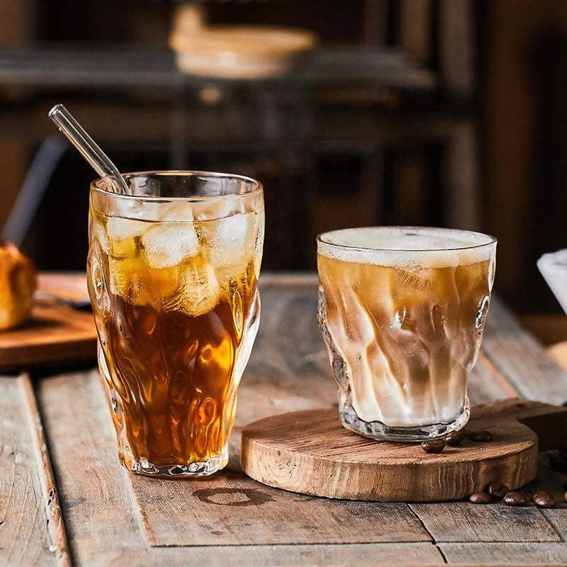 Lovely Girl Heart Hand Blown Gold Rimmed Tree Root Striped Juice Milk Tea Espresso Mug Crystal Glass Coffee Cup for Drinking