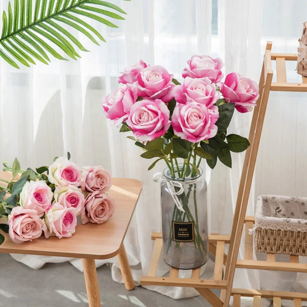 JCF225 Simulation Flower Flannelette Rose Artificial Plant Fake Flower Home Decoration Crafts Wedding Decort