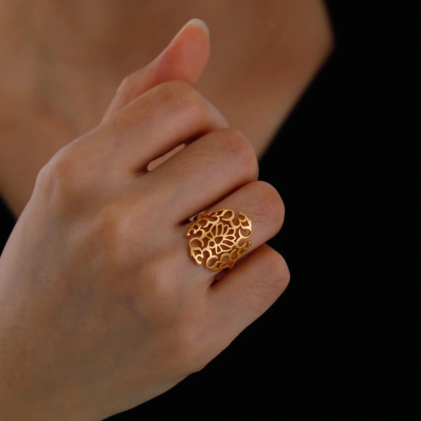 Om Symbol Yoga Lotus Rings for Women Men Buddhist Hindu Amulet Vintage Ring Stainless Steel Jewelry Gift