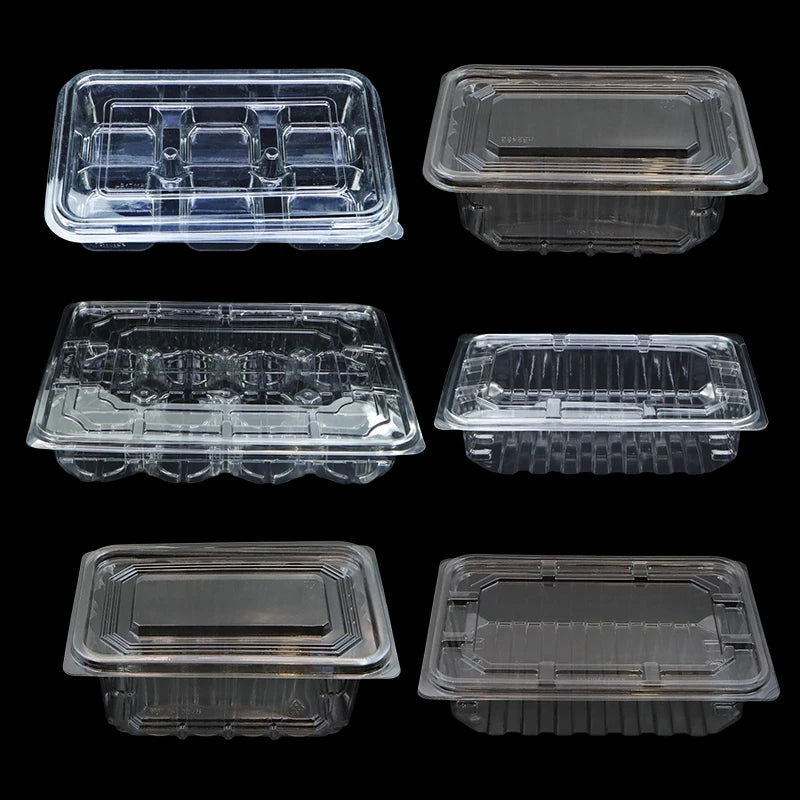 Transparent Food Grade Safe PET Plastic Box Containers With Lids