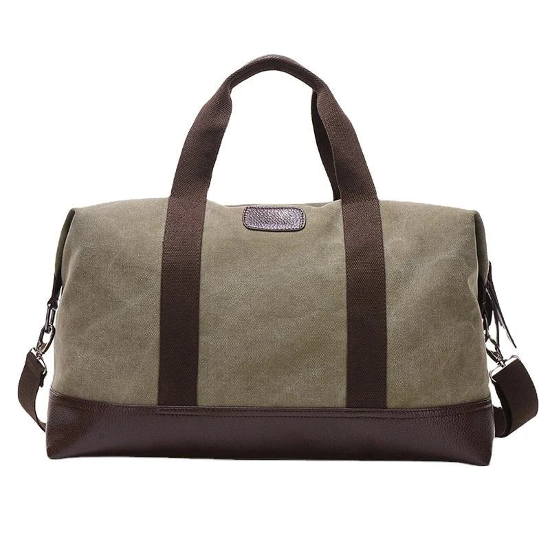 Custom Logo Wholesale Travel Weekender Bag Canvas Leather Man Leisure Sport Fitness Gym Travel Duffle Bag