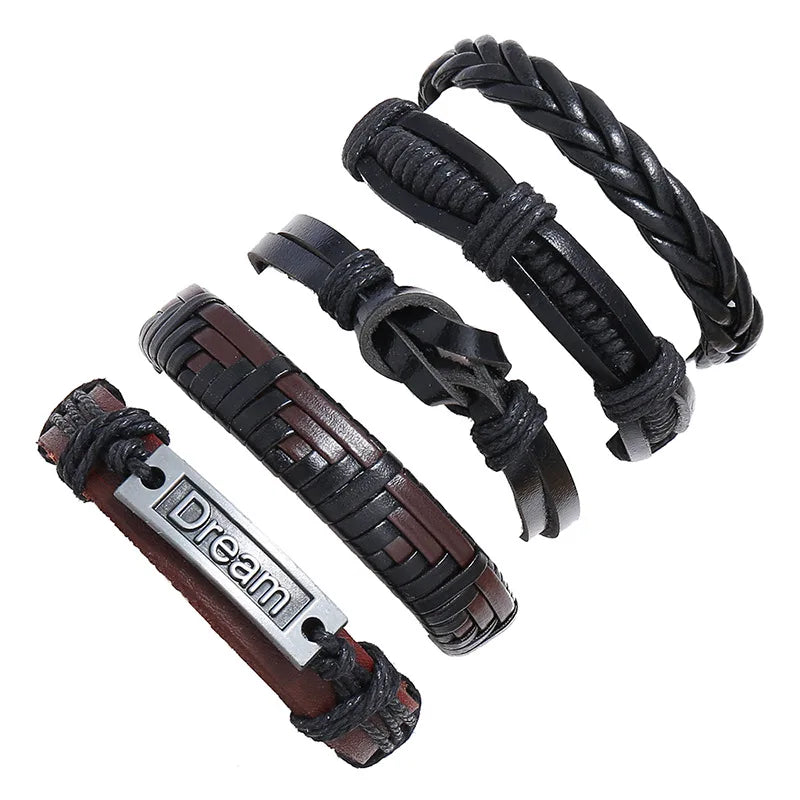 Wholesale Handmade Woven Dream Letter Charm Bracelet for Men and Unisex 5 Pcs/set Couple Jewelry