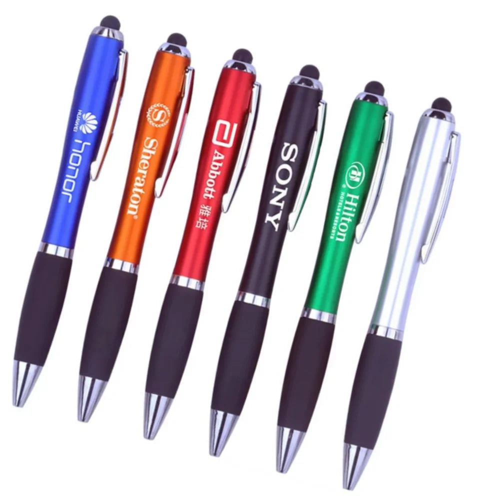 3-in-1 Promotional Ballpoint Pen Multi-Function Advertising Stylus with Touch Screen and LED Light Custom Logo Gift