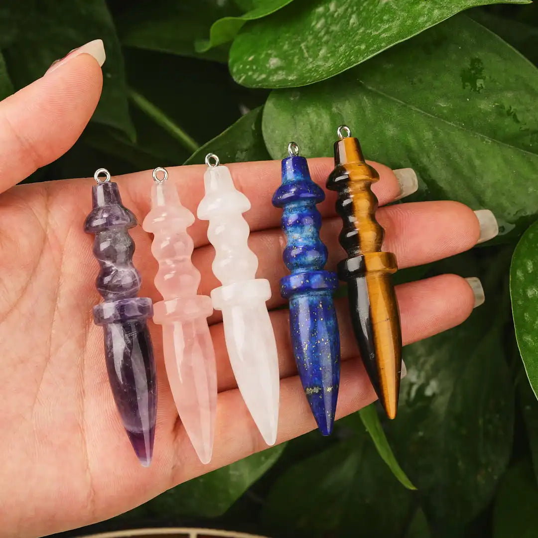 Healing Crystals Dowsing Pendulum Pendant Polished Natural Gemstones Divination PendulumsDIY Women Men Jewelry Wholesales