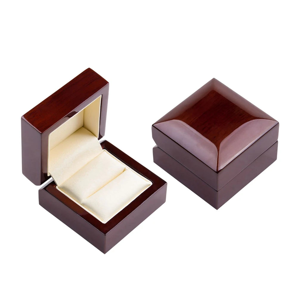Custom Red Wooden Grain Mdf Jewelry Boxes Red Glossy Lacquer Jewel Case Wooden Ring Jewelry Box Storage Packing
