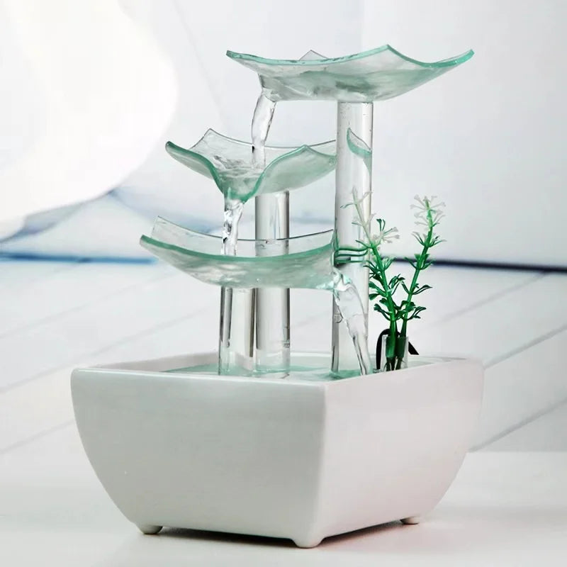 High Quality Home Office Feng Shui Meditation Waterfall Feature Indoor Small Tabletop Water Fountain With LED Light