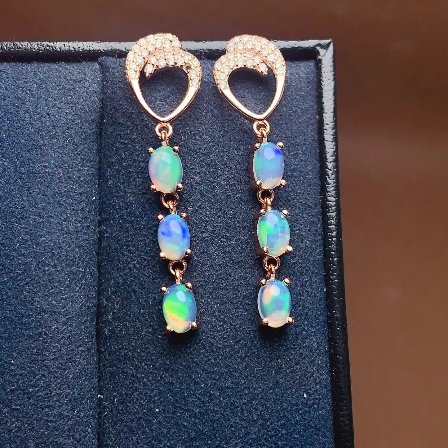 Fashion Custom 2024 925 Sterling Silver Gold Plated Oval Cut Natural Opal Twist Stud Earrings for Brides-Party & Anniversary