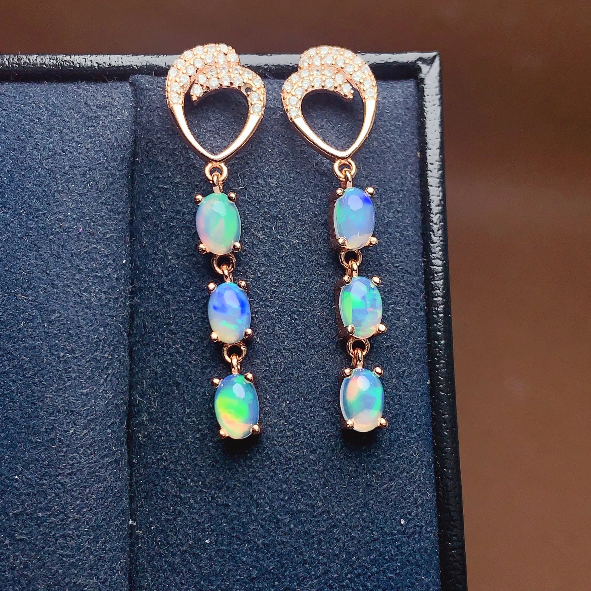 Fashion Custom 2024 925 Sterling Silver Gold Plated Oval Cut Natural Opal Twist Stud Earrings for Brides-Party & Anniversary
