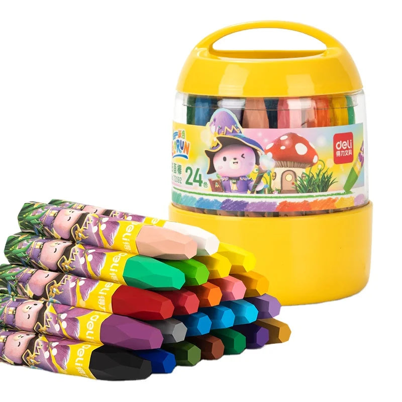 Deli 72092 24pcs/barrel Hexagonal Children Painting Crayons Students Graffiti Oil Pastels 72barrel*24pcs=1728pcs Per Carton S
