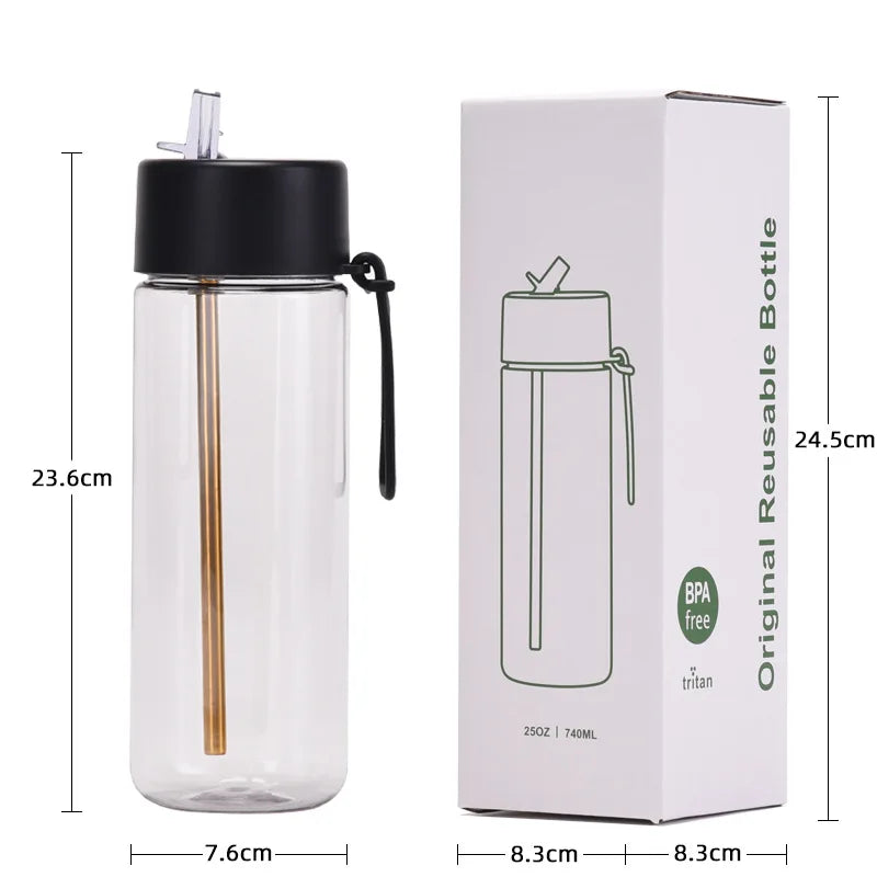 Wholesale 740ml Insulated Sports Design Thermal Plastic Cups with Lids and Straws Custom Logo Outdoor Water Bottle