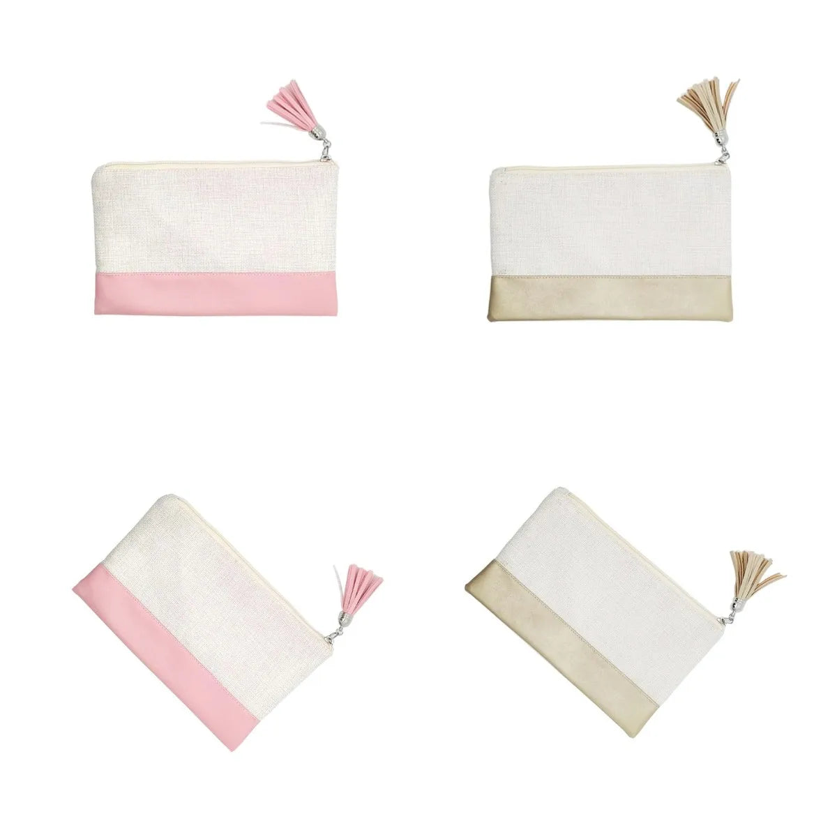 Sublimation Blank Linen Purse Cute Tassel Wallet Pencil Bag With PU Bottom Multi Functional Bags for DIY Photo Logo Print