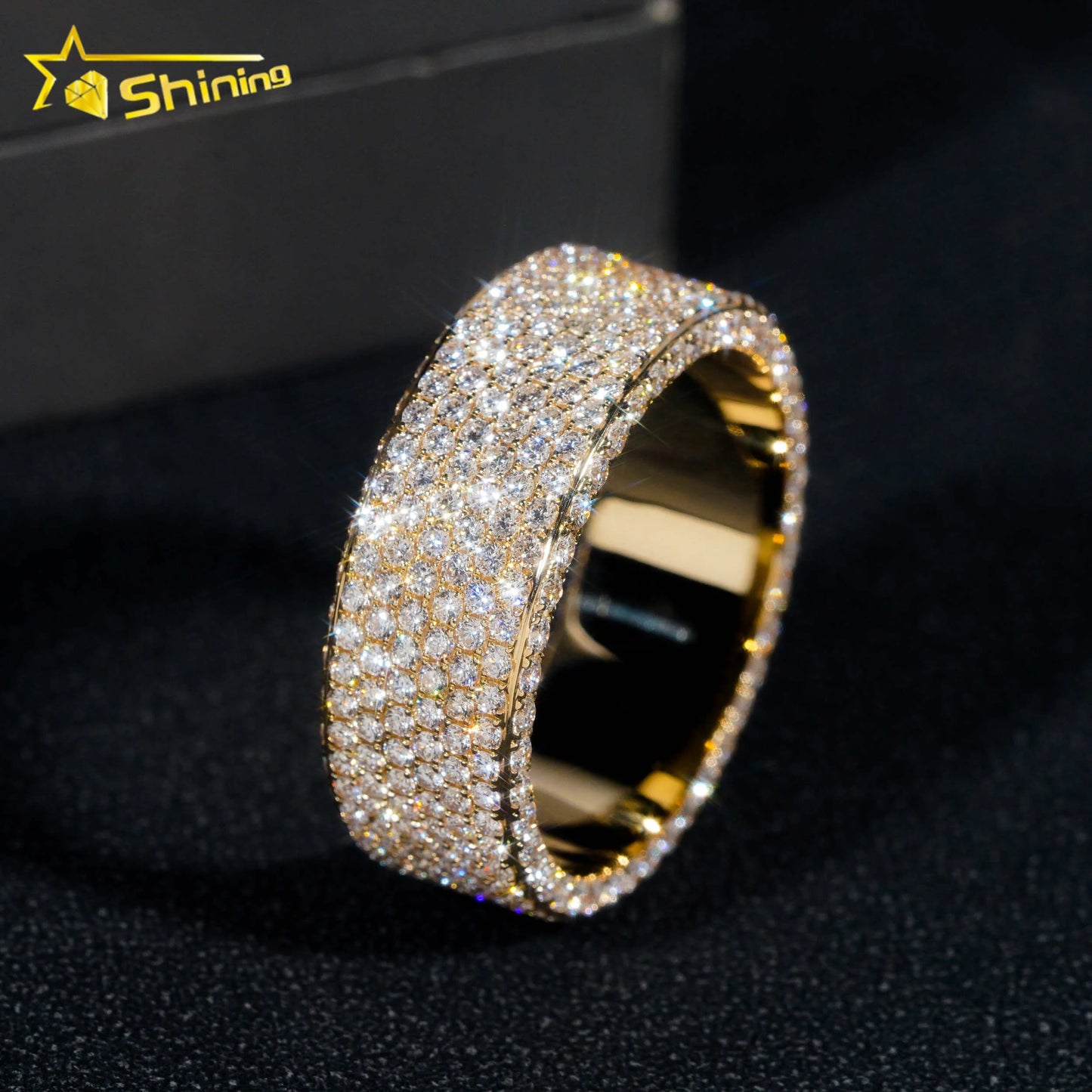 Custom Hip Hop Fine Jewelry Brilliant Real Lab Grown Natural Diamond 10K 14K 18K Gold Engagement Band Full Eternity Ring for 