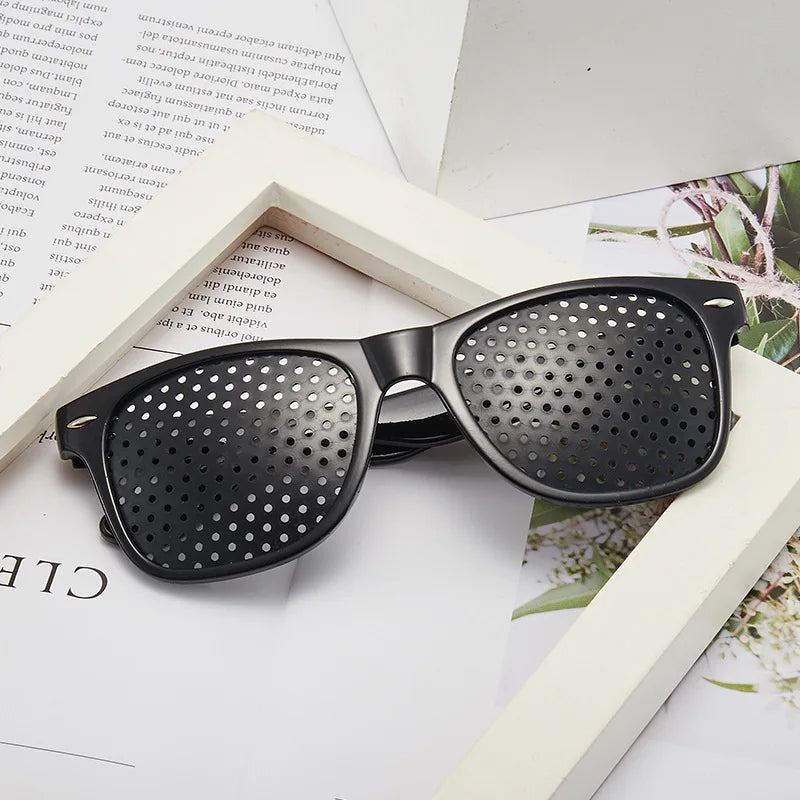 Improve Pinhole Glasses With Holes Black Vision Care Pinhole Eye Exercise Eyeglasses Eyesight Improve Plastic Eyewear