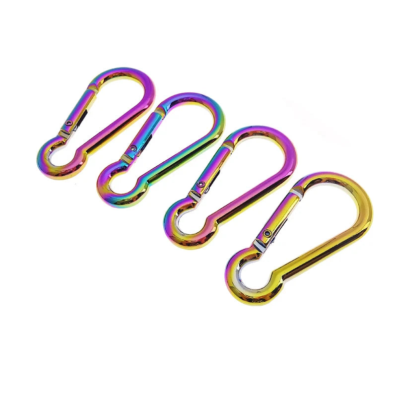 Wholesale Rainbow Carabiner Metal Spring Key Ring Snap Hook Clip Keychain