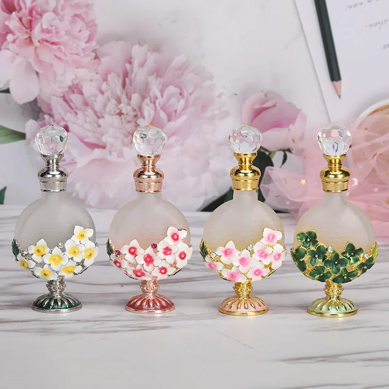 10ml Flowers Metal Perfume Bottle Essential Oil Refillable Fancy Attar Bottles Container Gift Home Decoration Party Favors102