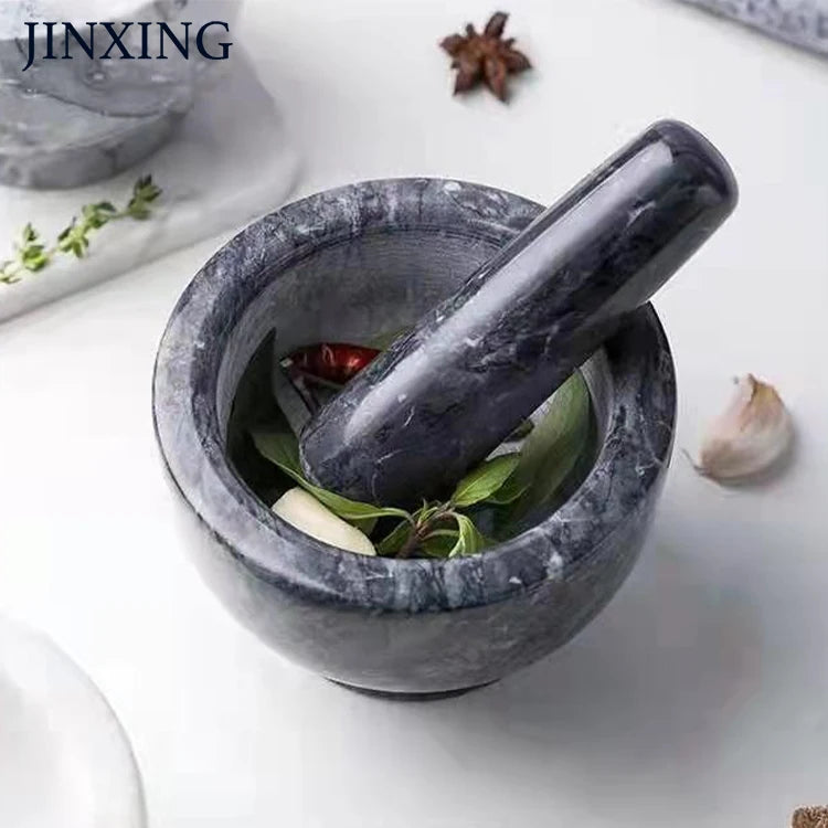 2022 Hot Sale Jin Star Eco-Friendly White Stone Marble & Granite Mortar and Pestle 13x13x9cm for Kitchen Spice Tools