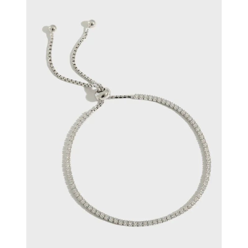 S925 Sterling Silver INS Zircon Diamond Bracelet Adjustment Box Chain Women Couple Bracelet Fashion Jewelry