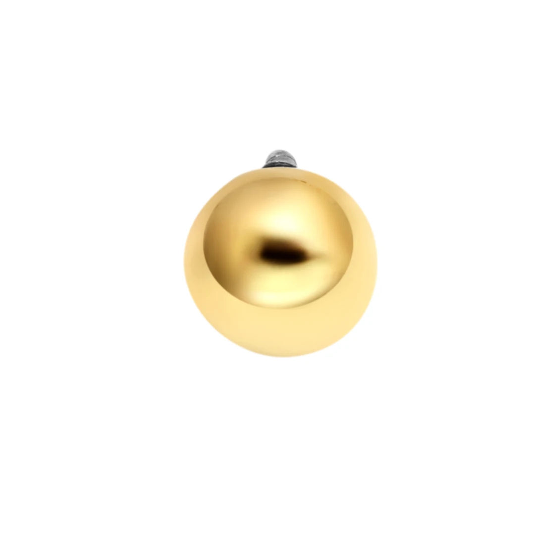 Eternal Metal 14K Solid Gold Plain Ball  Ear&Nose Piercing Belly&Labret Jewelry Internally Threaded Ends Tops