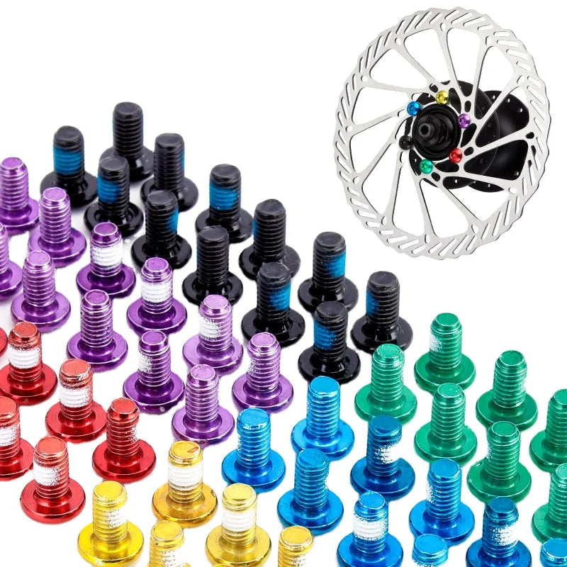 RTS 12pcs Colorful Bicycle Brake Disc Screw Stainless Steel T25 Disc Brake Pad M5*10 Fixing Screws for Mountain Bike