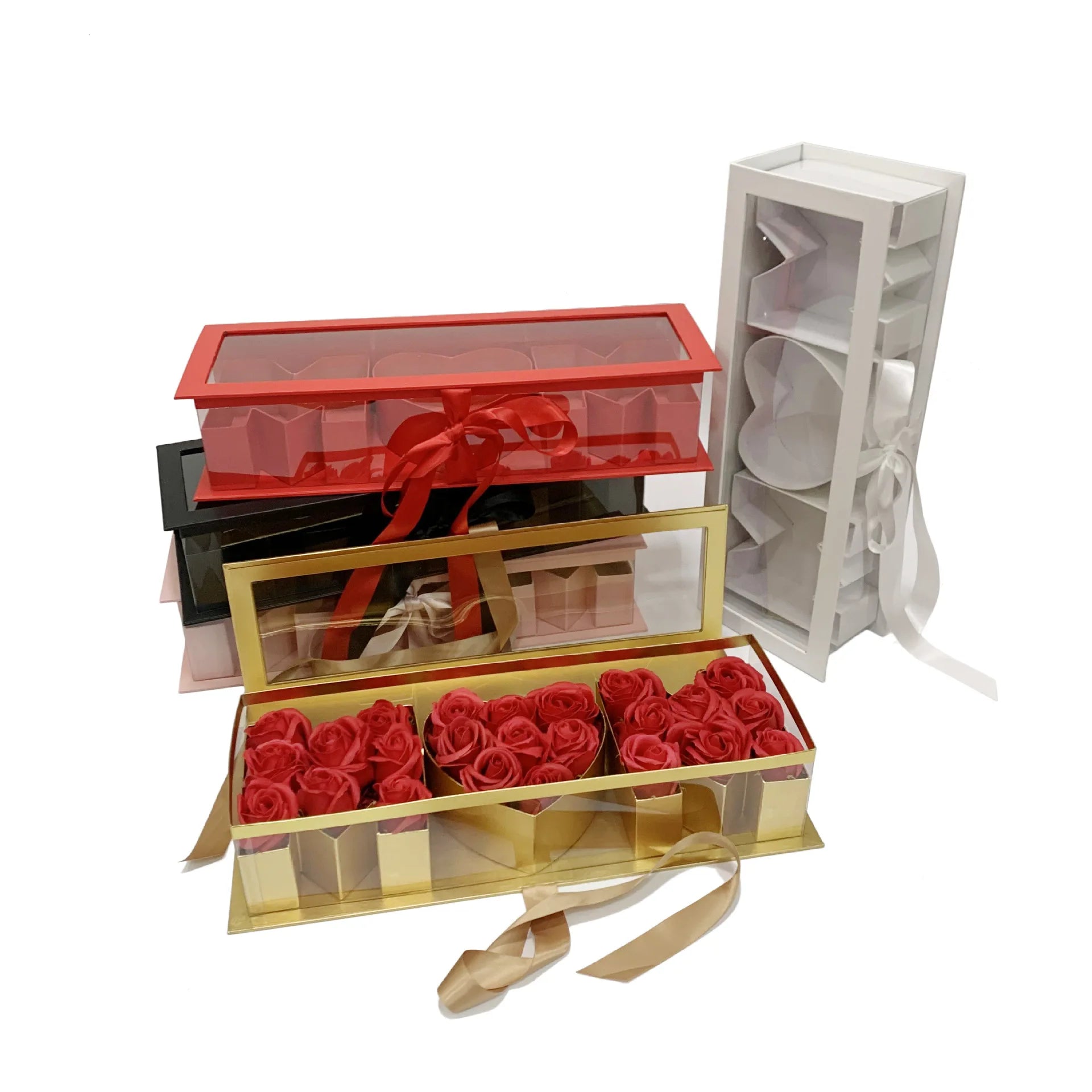 Transparent Window Flower Gift Box MUM Flower Packaging for Mother's Day with Ribbon Closure