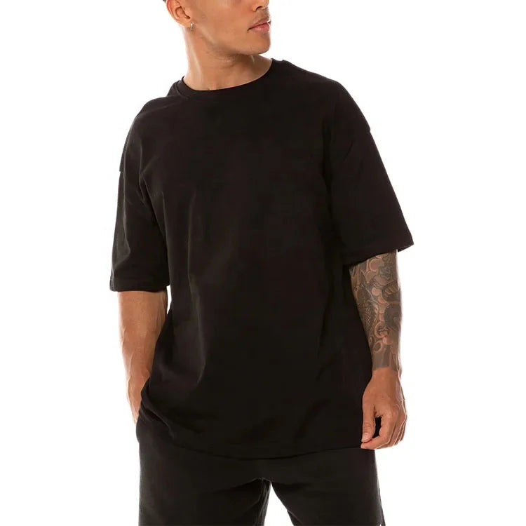 Men's Oversized T-Shirt Custom Print Logo 100% Cotton Solid Pattern 200 Grams Sport Hip Hop T-Shirts for Men