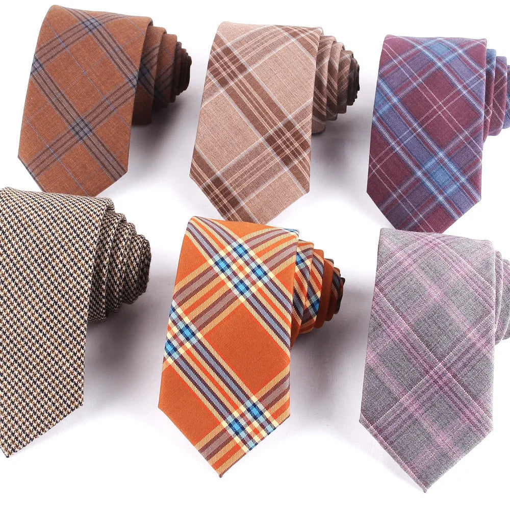 British Style Plaid Wool Ties for Men Striped Vintage Checked Men's Classical Handmade Ties Man