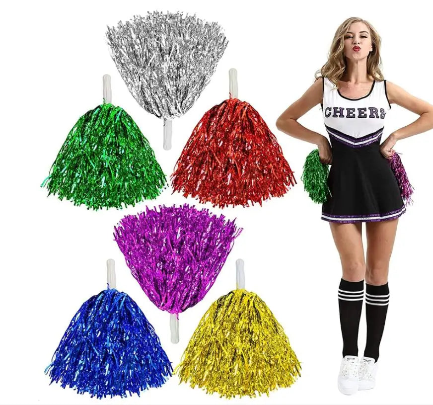 Cheerleading Pom Poms Cheer Metallic Foil Tassels With Handle for Game Sports Dancing Party Football Basketball Sports Stage 