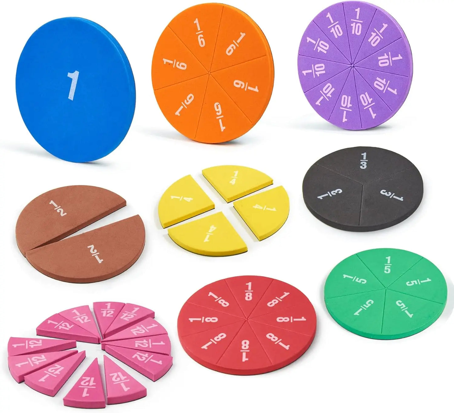 Magnetic Fraction Tiles Circles Fraction Bars Rainbow Math Manipulatives for Preschool School Classroom Educational Kit