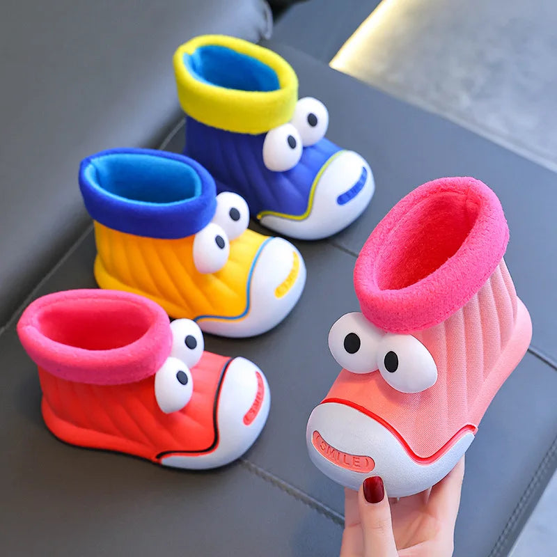 Toddler Plush Lining Rain Boots for Children Safety Rainy Boots Kids Waterproof EVA Rain Shoes Thermal Snow Boots for Mucd Bo