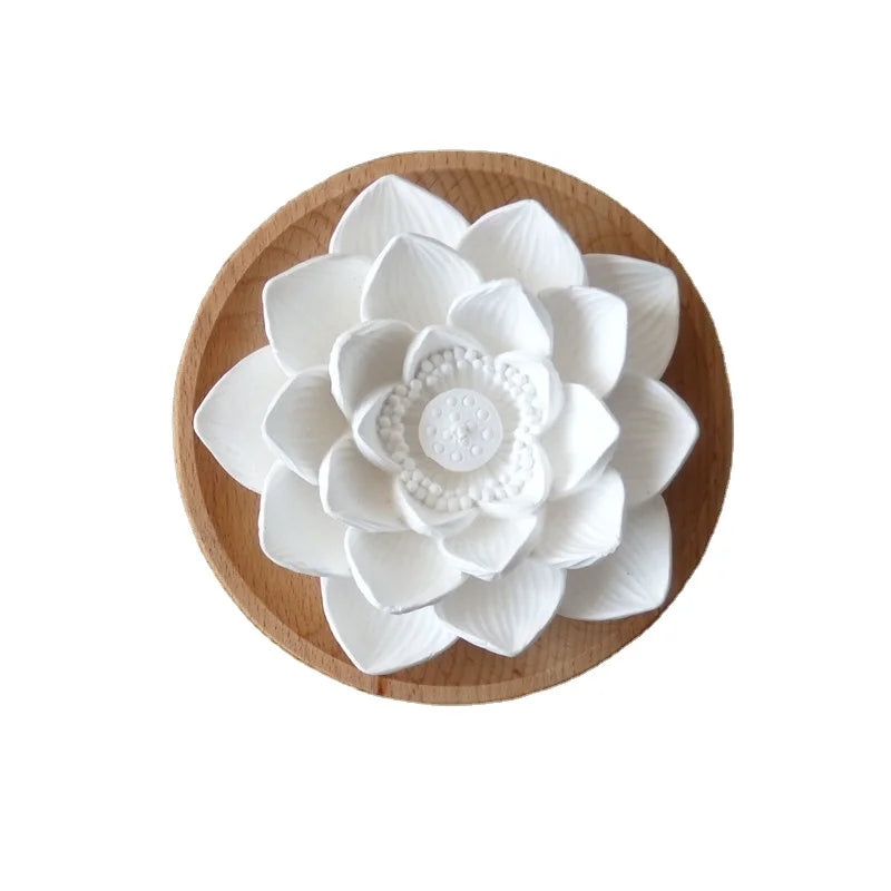 Lotus Flower Diffuser  Passive Diffuser Home Fragrance Diffuser with Wood Base