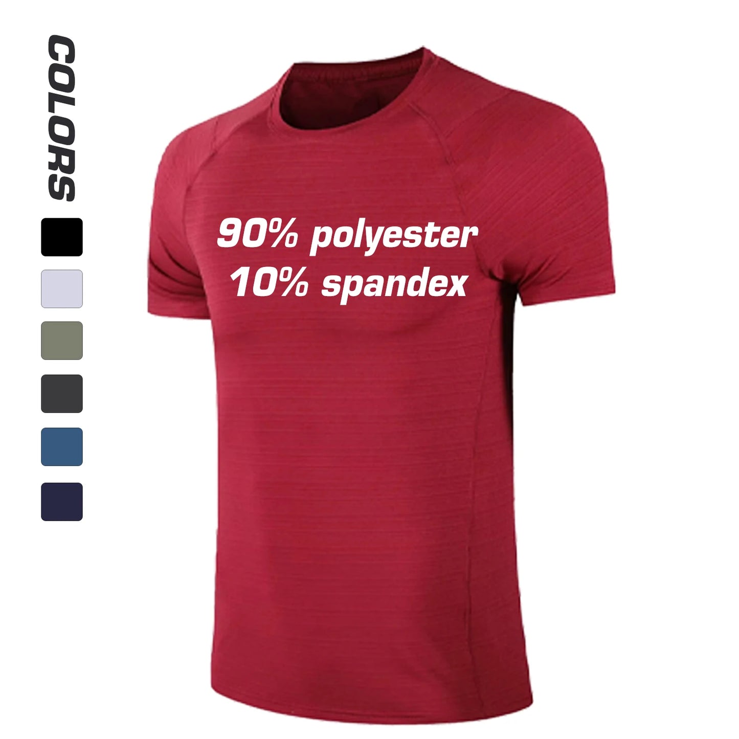 90% Polyester 10% Spandex Knitted Blank Sport T-shirt Quick Dry Eco-Friendly Breathable Men's Gym Fitness Training Running