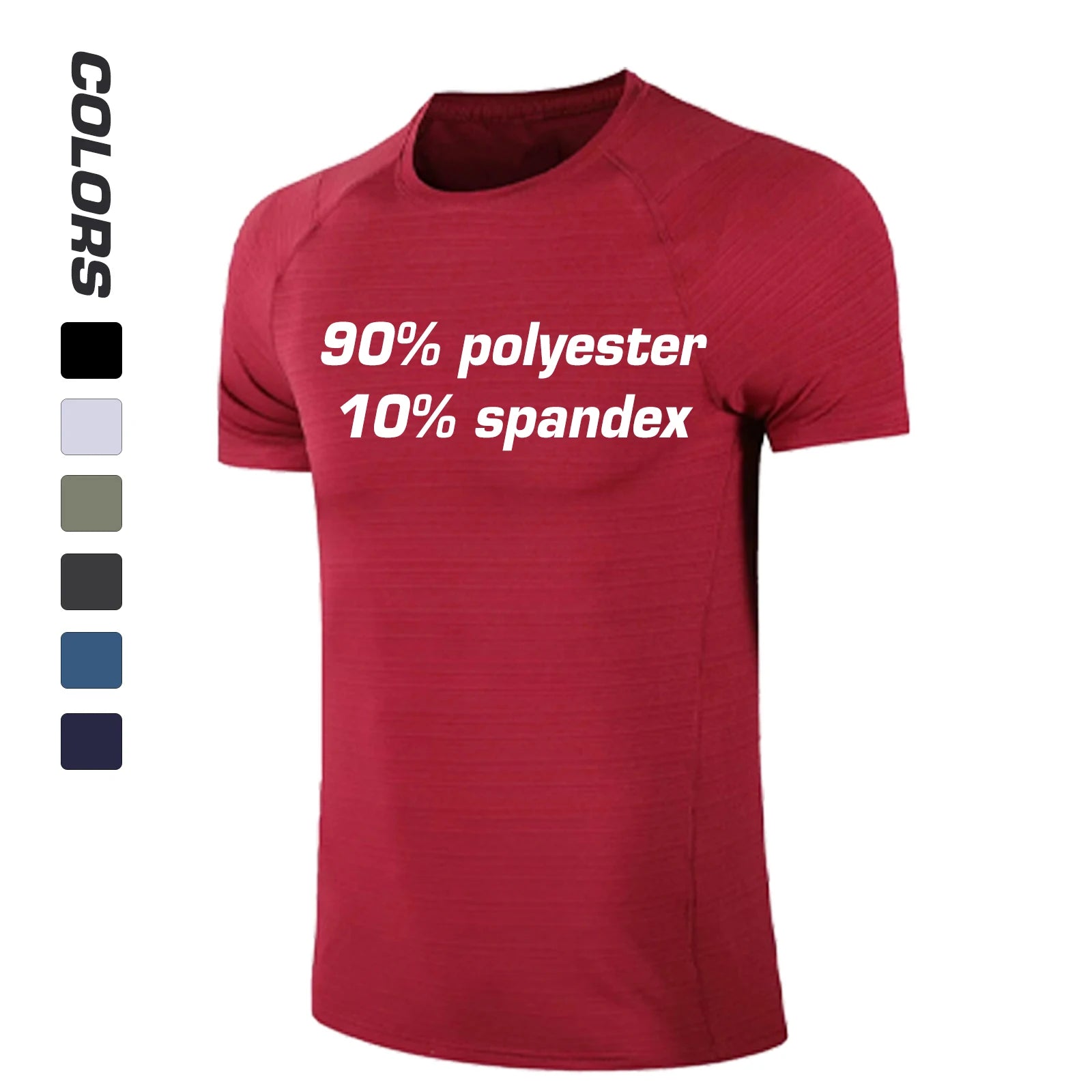 90% Polyester 10% Spandex Knitted Blank Sport T-shirt Quick Dry Eco-Friendly Breathable Men's Gym Fitness Training Running
