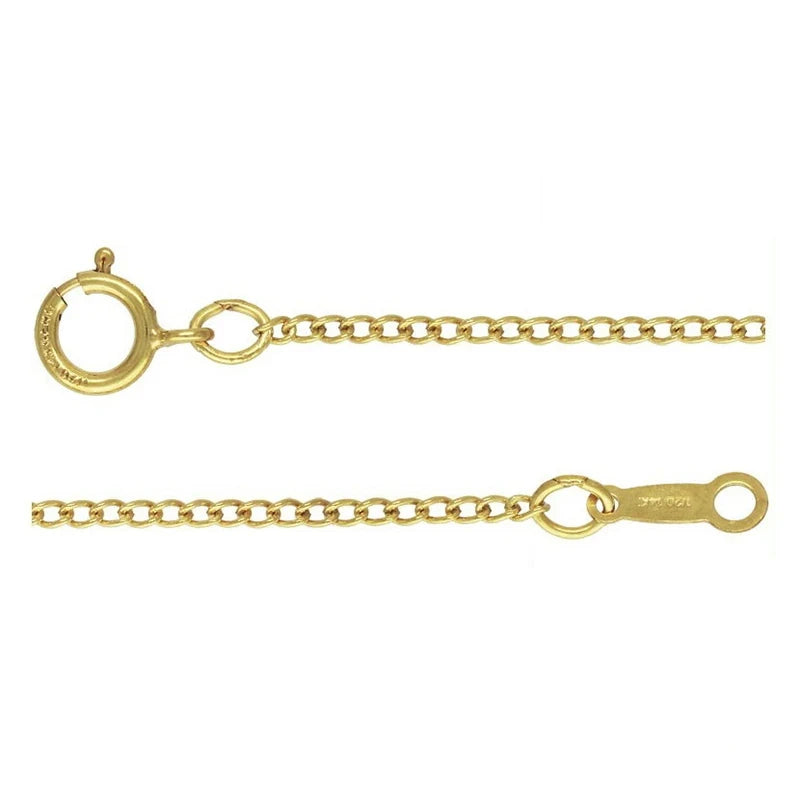 Real 14K Gold Filled Curb Chain Necklace 1.5MM Finished Necklace Chain With Spring Clasp for Women Girls' Jewelry