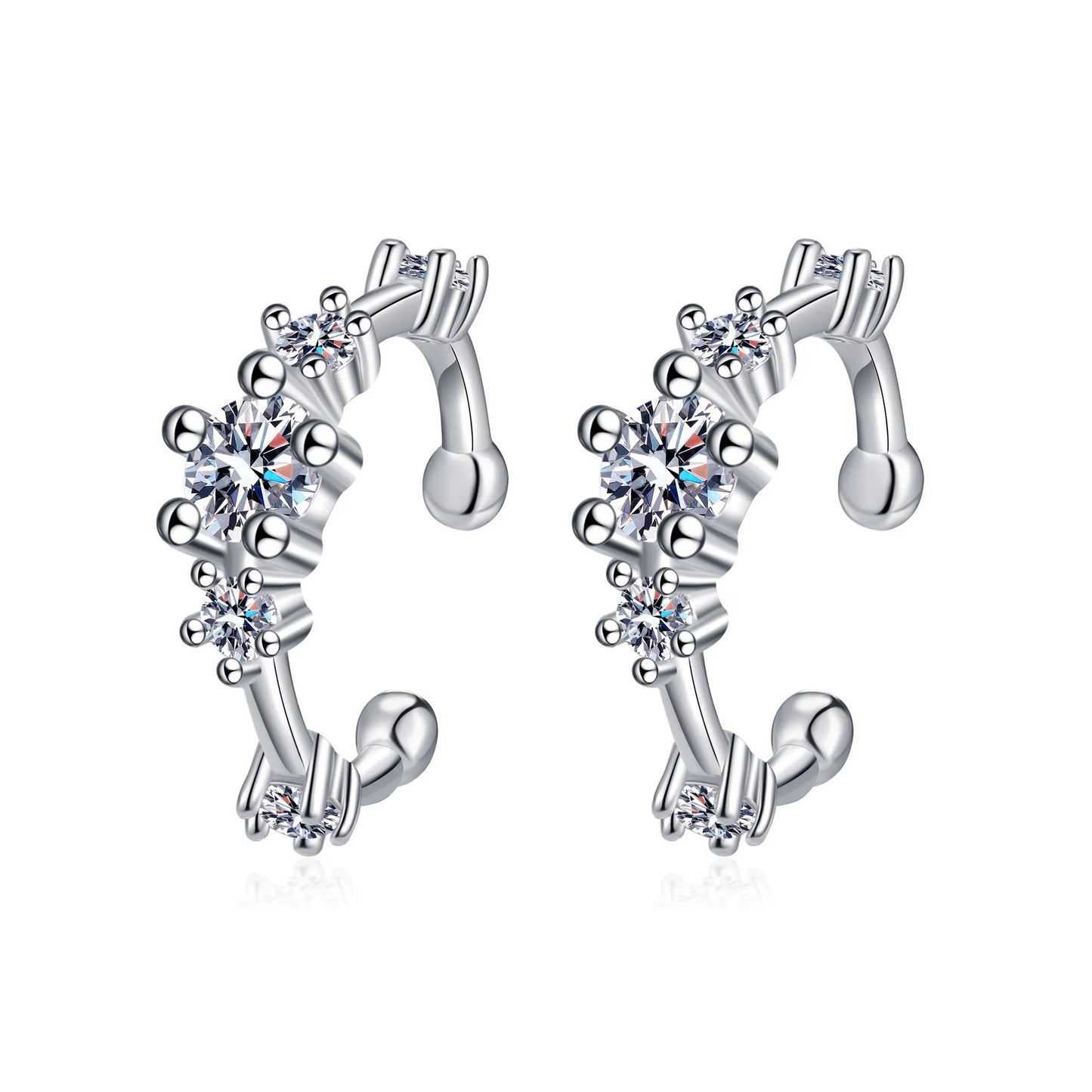 Factory Wholesale Custom 925 Sterling Silver 0.64CT Clip-on Earrings Sparkling Moissanite Earrings for Women