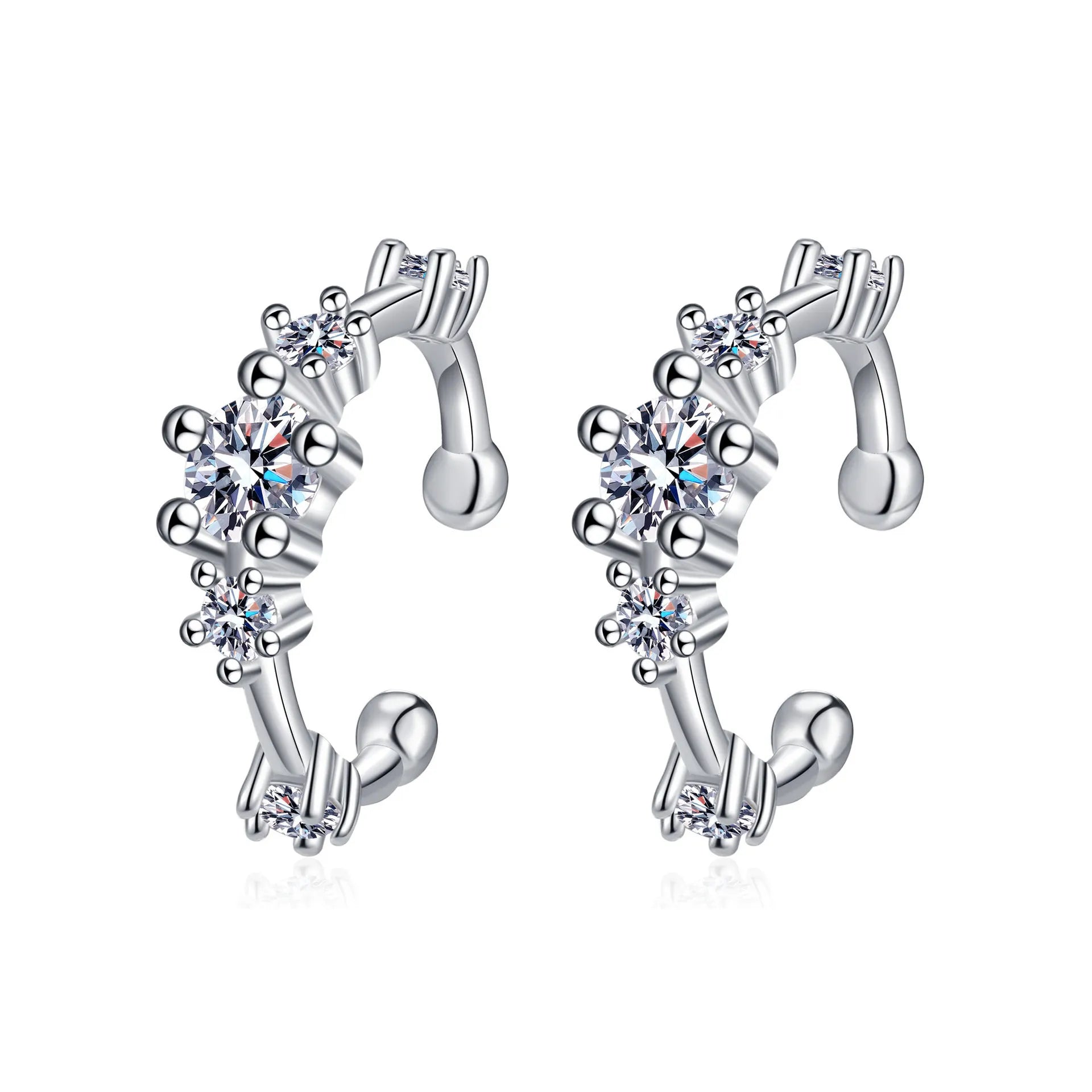 Factory Wholesale Custom 925 Sterling Silver 0.64CT Clip-on Earrings Sparkling Moissanite Earrings for Women