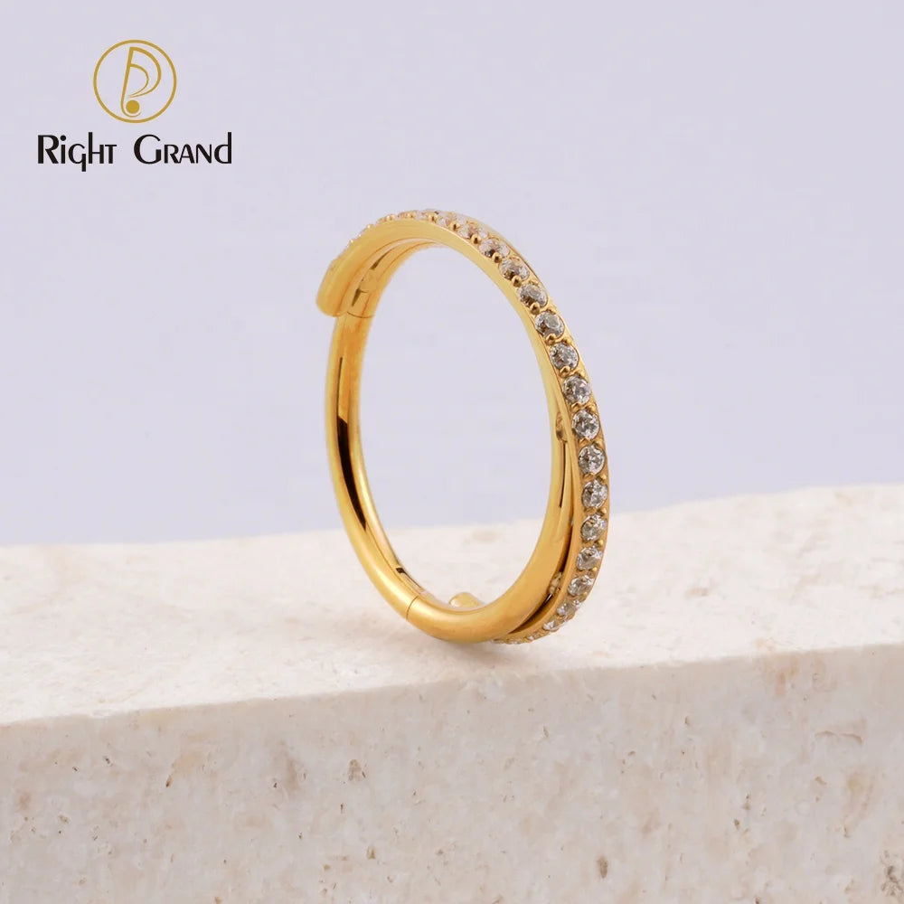Cartilage Helix Tragus Conch Piercing Jewelry Clear Zircon Diamond Titanium Nose Septum Clicker Ring