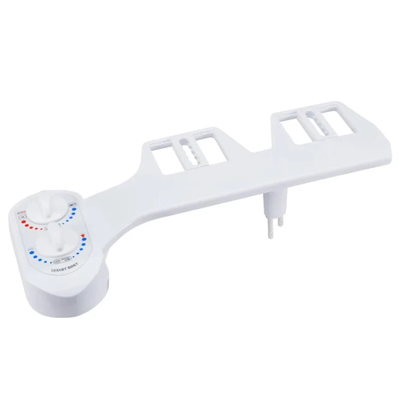 Non-electric Mechanical Brass Bidet Toilet Attachment Self Cleaning Toilet Seat Dual Nozzle Hot Cold Water Spray Wall-mounted